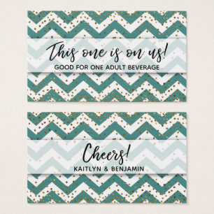 Cartes De Visite Billets de boisson confettis or et chevron sarcell