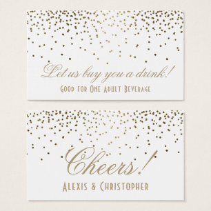 Cartes De Visite Billets de Boisson de Mariage Blanc avec Confettis