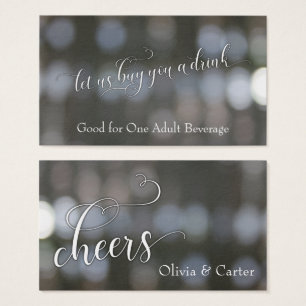 Cartes De Visite Billets de Boisson, Écriture Blanche sur Bokeh Neu