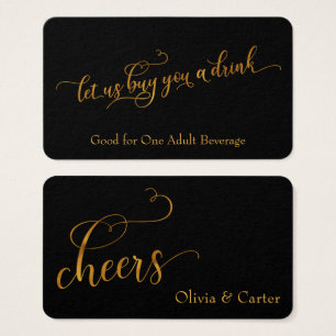 Cartes De Visite Billets de boisson, Elegant Gold Foil Effet sur le
