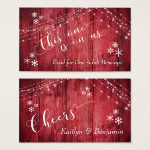 Cartes De Visite Billets de Boisson en Bois Rustique Rouge, Lumière