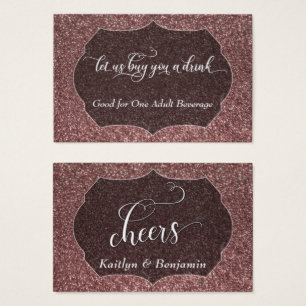 Cartes De Visite Billets de boisson en or blanc et rose, Faux Paill