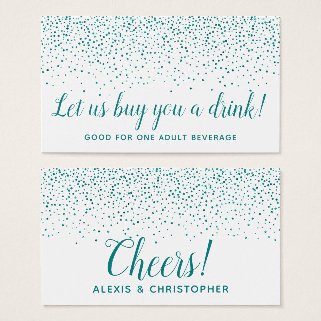 Cartes De Visite Billets de Boisson Mariage Paillettes Confettis Sa (Devant & derrière)