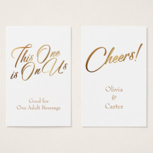 Cartes De Visite Billets de Boisson, Mince, Écriture Dorée Élégante