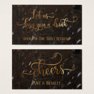 Cartes De Visite Billets de Boisson Or Faux & Photo de Bouteilles