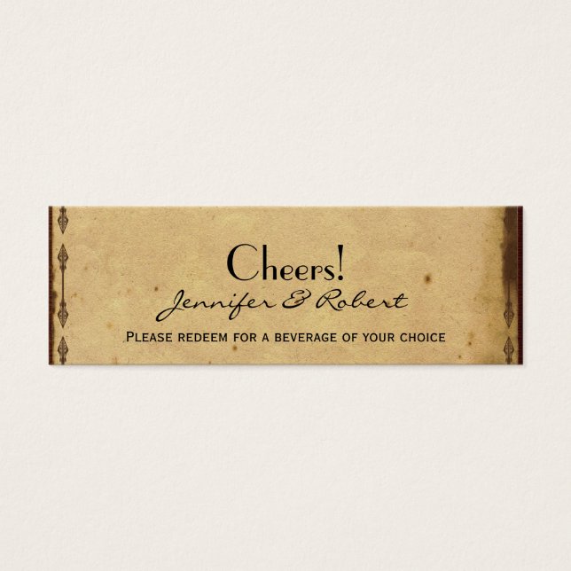 Cartes De Visite Billets de boisson pour Mariage d'élégance ancienn (Devant)