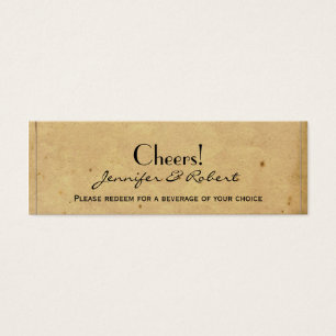 Cartes De Visite Billets de boisson pour Mariage vintage Quetzal Bi