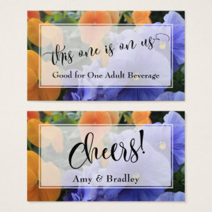Cartes De Visite Billets de Boisson Script avec Pensées Violettes