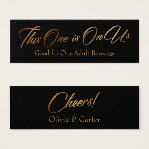Cartes De Visite Billets de boisson, Slim, Elegant Script or sur No