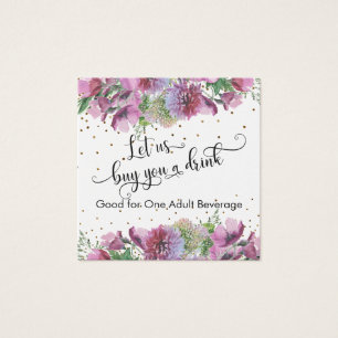 Cartes De Visite Billets de Boisson Typographie Confettis Fleurs Sa