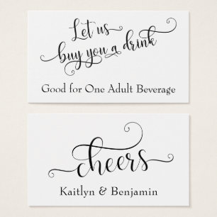 Cartes De Visite Billets de Boisson Typographie de Script Noir su