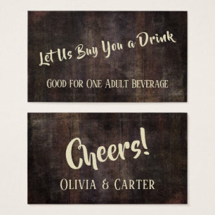 Cartes De Visite Billets de Boisson Vintage Brun Foncé en Distress
