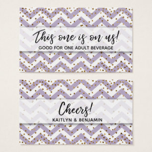Cartes De Visite Billets de boissons Chevron Violet et Confettis Do