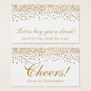 Cartes De Visite Billets de boissons de mariage à points de confett