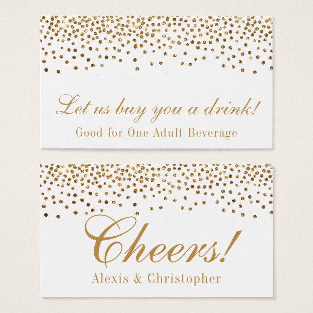 Cartes De Visite Billets de boissons de mariage à points de confett (Devant & derrière)