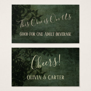 Cartes De Visite Billets de boissons rustiques vintage vert foncé e