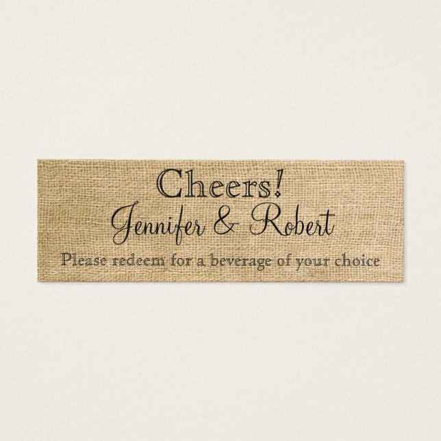 Cartes De Visite Billets de Mariage Burlap et Birch Posh (Devant)