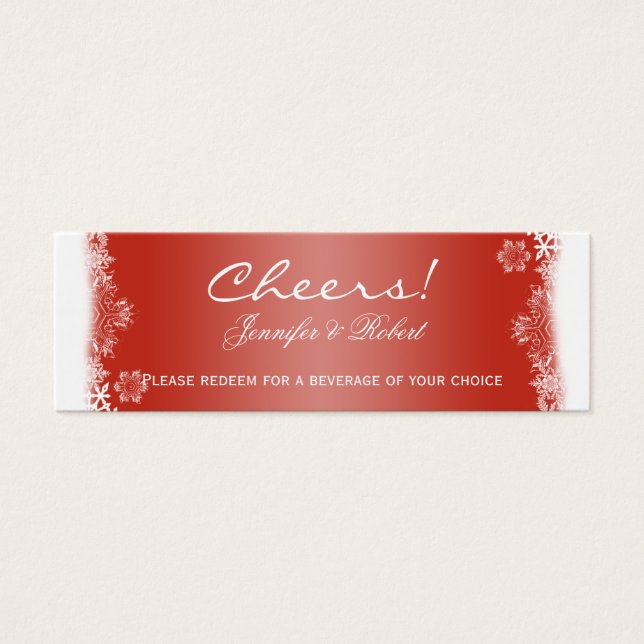 Cartes De Visite Billets de Mariage de Snowflake rouge et blanc (Devant)