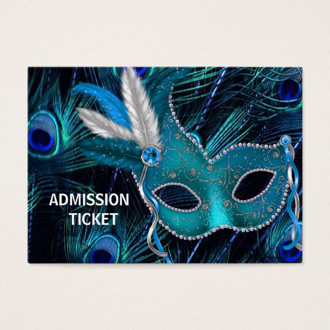 Cartes De Visite Billets d'entrée de la fête Masquerade Peacock (Devant)