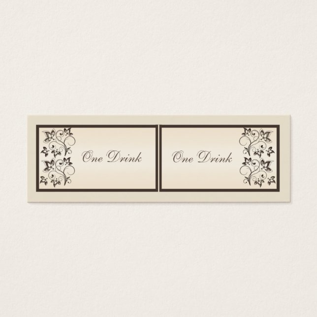 Cartes De Visite Billets Mocha et Ivory Floral Drink (Devant)