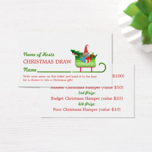 Cartes De Visite Billets père Noël Sleigh, Christmas Party Raffle