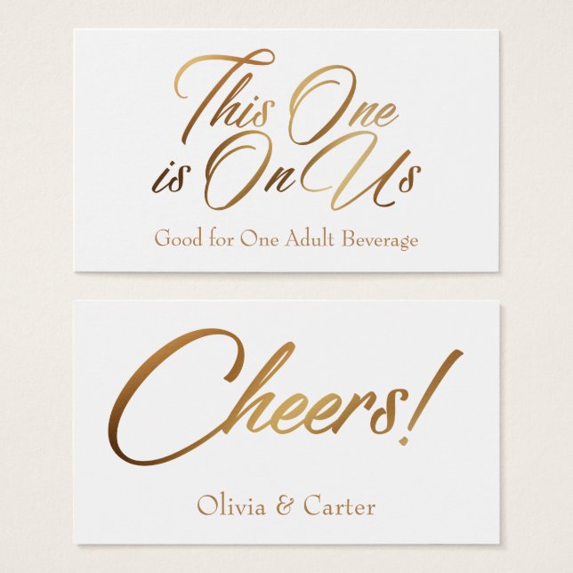 Cartes De Visite Billets, Slim, Bold, Elegant Gold Script (Devant & derrière)