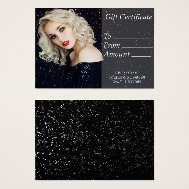 Cartes De Visite Black Beautiful Certificat cadeau femmes (Devant & derrière)