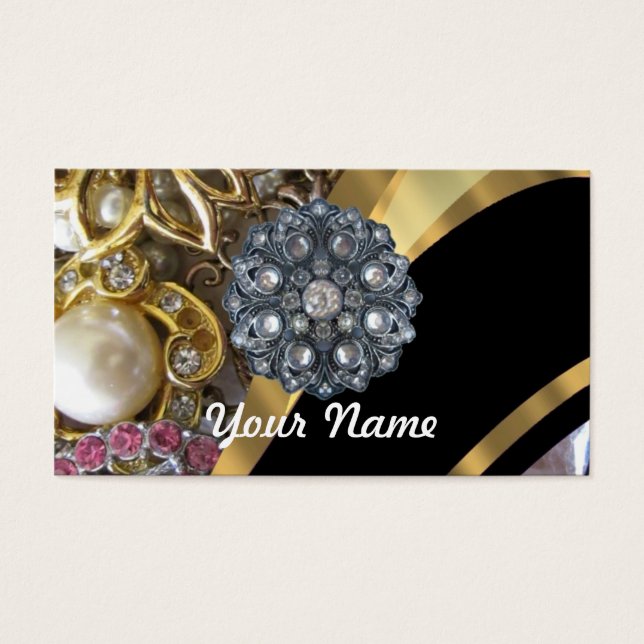 Cartes De Visite Black & gold bling (Devant)