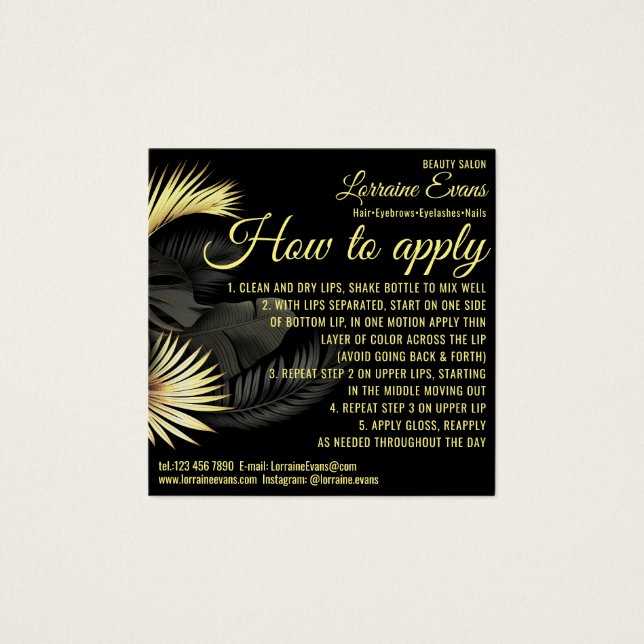 Cartes De Visite Black Gold Elegant (Devant)