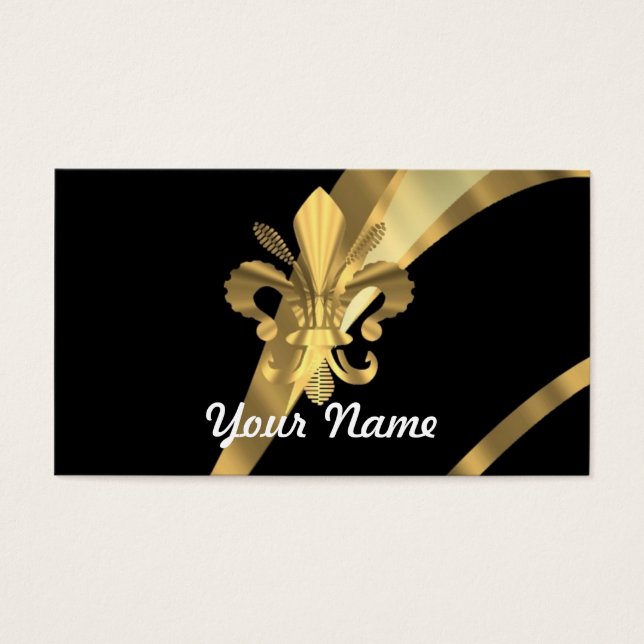 Cartes De Visite Black & gold fleur de lys (Devant)