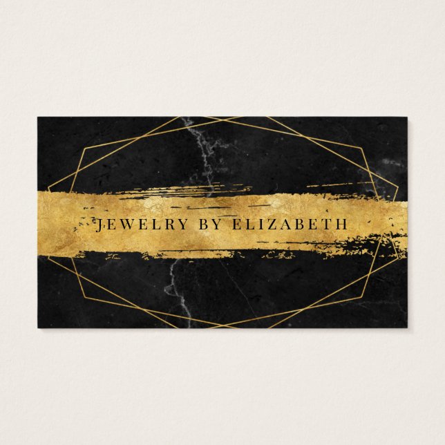 Cartes de visite Black Marble Gold Brush (Dos)