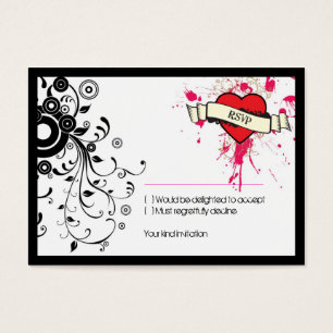 Cartes De Visite Black & Pink Grungy Heart Music Mariage à thème