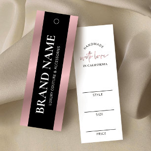 Cartes De Visite Black & Rose Gold Vêtements Boutique Hang Tag Étiq