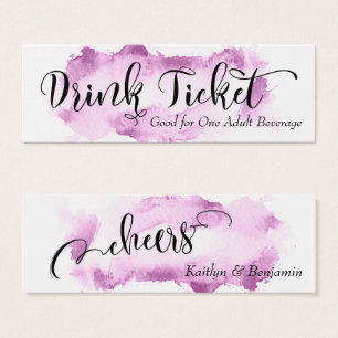 Cartes De Visite Black Script & Raspberry Aquarelle Boire Billets