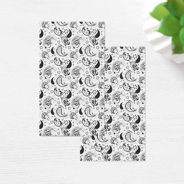 Cartes De Visite Black & White Paisley Pattern –Elegant Textile Art (Bureau)