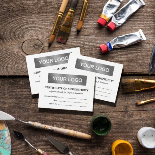 Cartes De Visite Black White Votre logo Certificat d'authenticité (Créateur téléchargé)