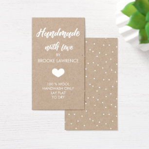 Cartes De Visite Blanc Coeur fait main avec papier Kraft d'amour