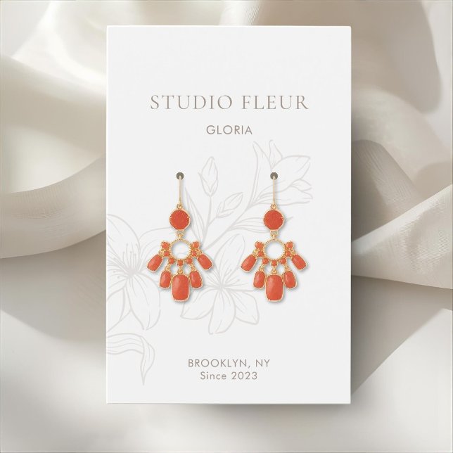 Cartes De Visite BLANCHE | Boucles d'oreilles florales chic Affiche (Créateur téléchargé)