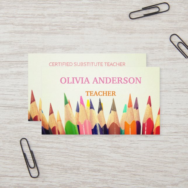 Cartes de visite blanches Professeur | Tuteur (Devant/Arrière en situation)