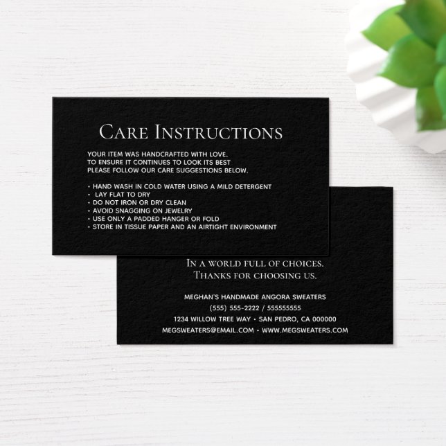 Cartes De Visite Blanchisserie moderne Information sur les soins de (Bureau)