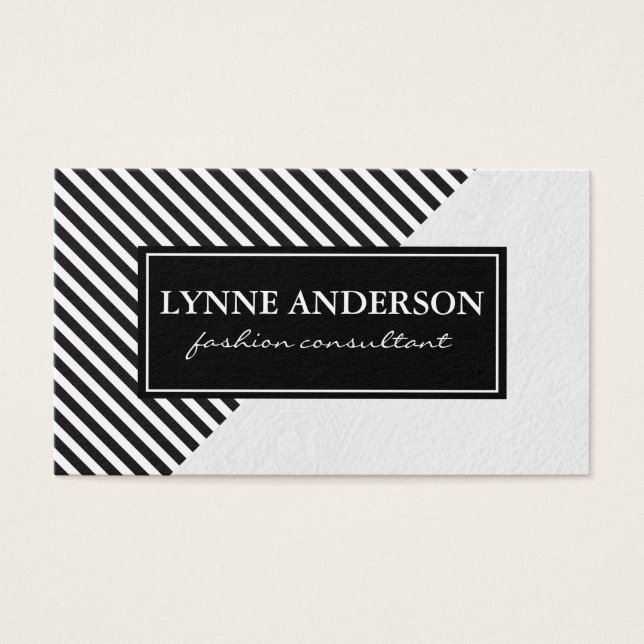 Cartes De Visite Blancs chic noir avec texture (Devant)