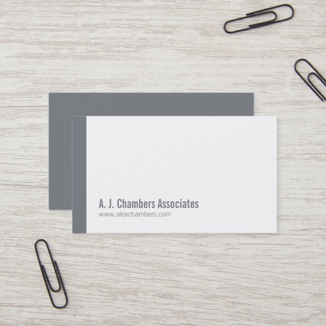 Cartes de visite blancs gris professionnels simple (Devant/Arrière en situation)