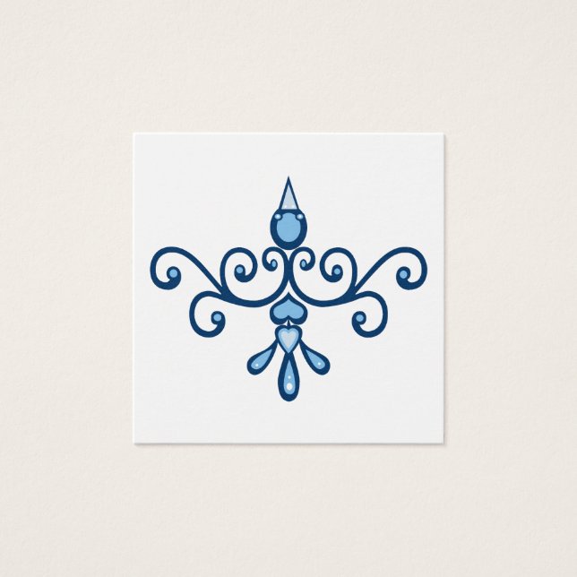 Cartes De Visite Bleu ailé de bonheur art populaire moderne (Devant)