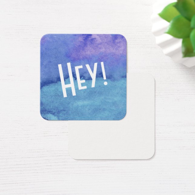 Cartes De Visite Bleu, Aqua, aquarelle pourpre avec "hé !" Notes (Bureau)
