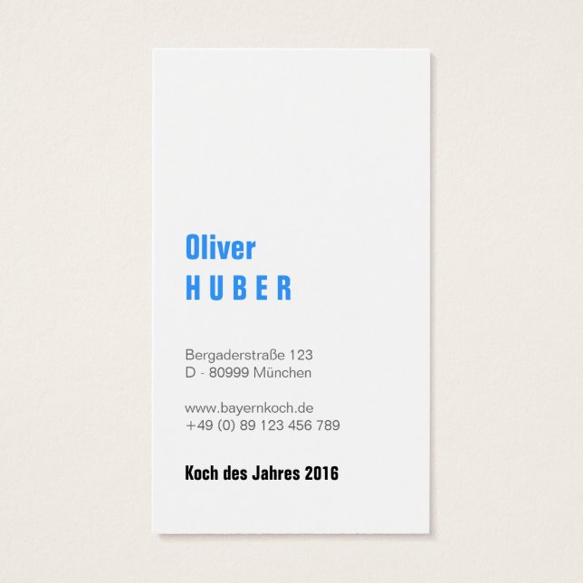 Cartes De Visite Bleu bavarois (Dos)