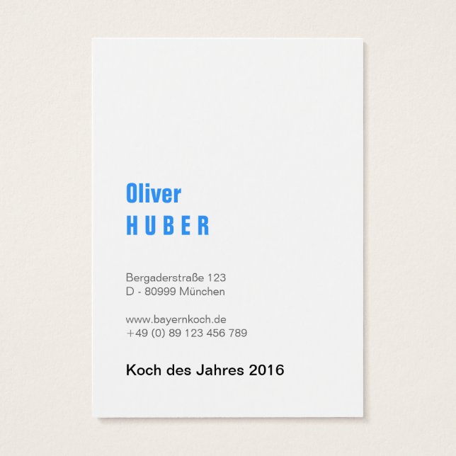 Cartes De Visite Bleu bavarois (Dos)