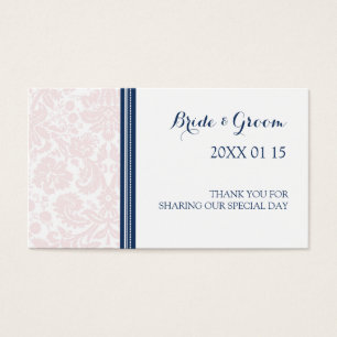 Cartes De Visite Bleu bleu marine Mariage damassé favori Tags