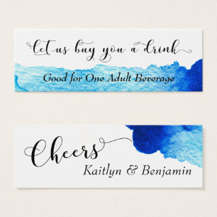 Cartes De Visite Bleu clair Aquarelle Abstraite Boire Billets 3