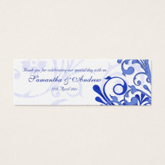 Cartes De Visite Bleu et blanc Abstrait Fleur Faveur Tags