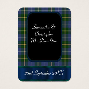 Cartes De Visite Bleu et vert tartan plaid faveur merci tag